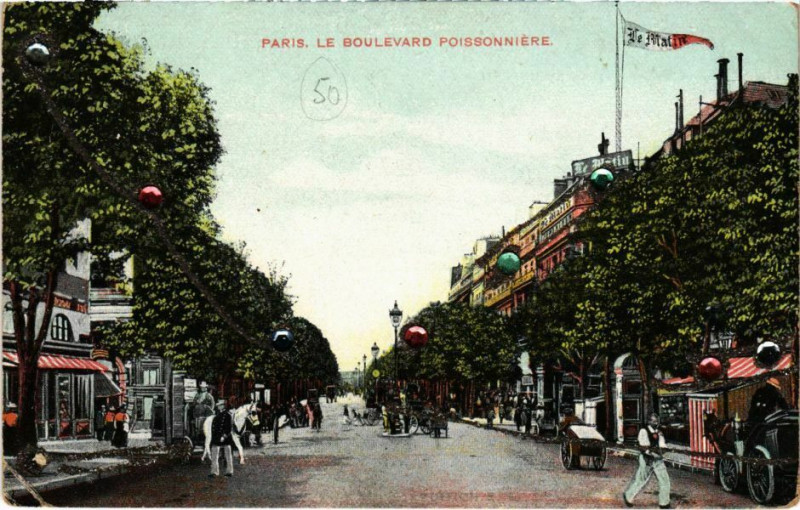 Carte postale ancienne Paris 9e - Le Boulevard Poissonniére à Paris 9e