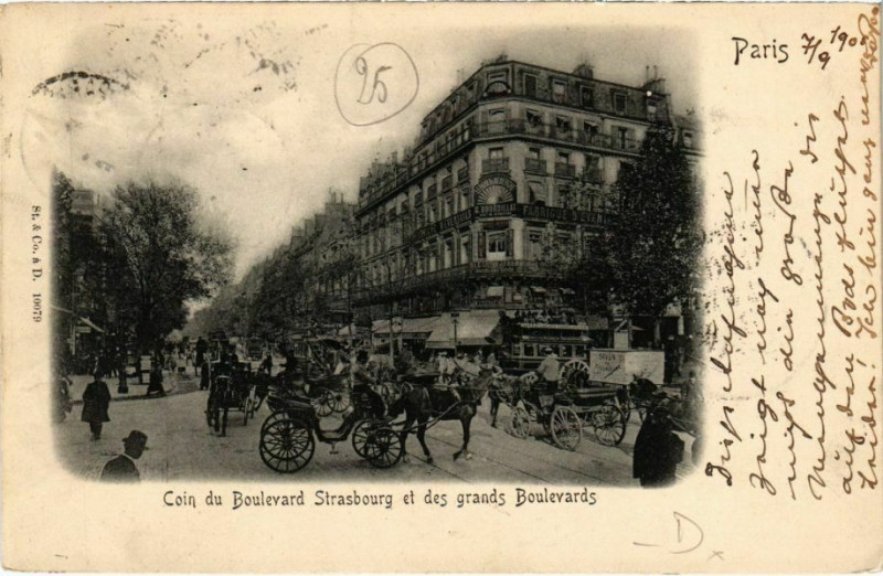 Carte postale ancienne Paris 9e - Coin du Boulevard Strasbourg à Paris 9e