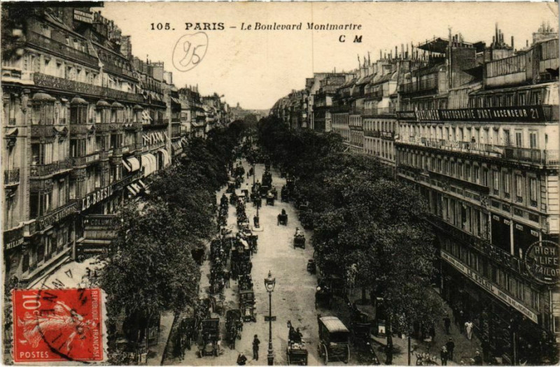 Carte postale ancienne Paris 9e - Le Boulevard Montmartre à Paris 9e