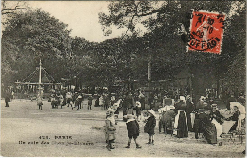 Carte postale ancienne Paris - Un coin des Champs-Elysées à Paris