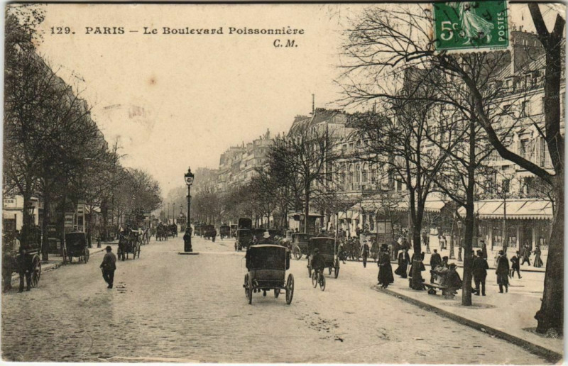 Carte postale ancienne Paris - Le Boulevard Poissonniére à Paris