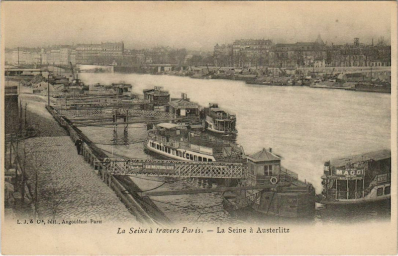 Carte postale ancienne La Seine à Austerlitz à Paris 5e
