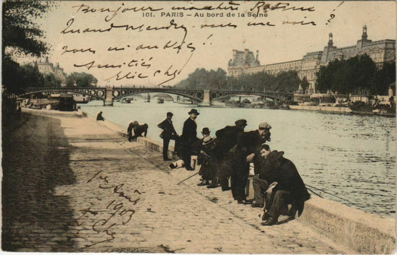 Carte postale ancienne Paris - Au bord de la Siene à Paris