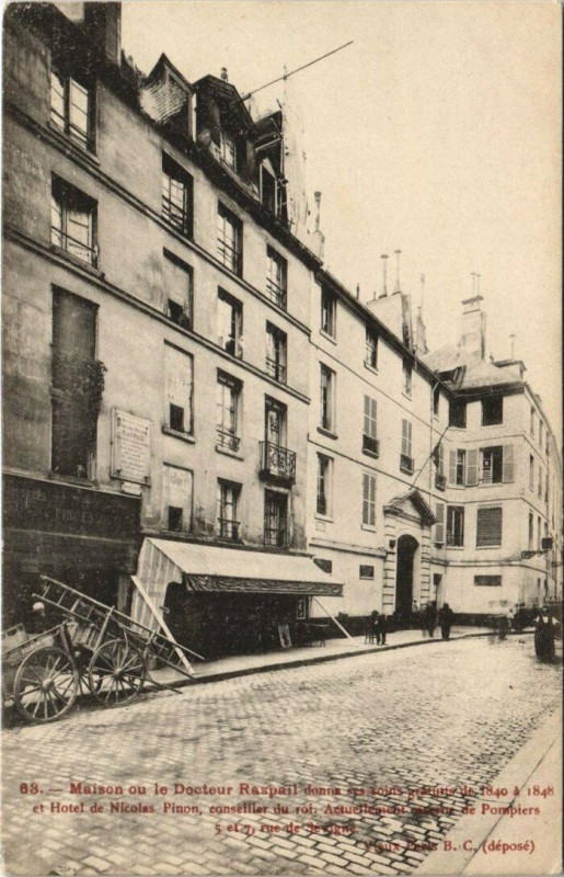 Carte postale ancienne Paris - Maison ou le Docteur Raspail donns ses soins de 1840 à Paris