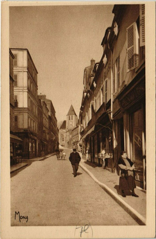 Carte postale ancienne Rue Saint-Blaise et église Saint-Germain de Charonne à Paris 20e