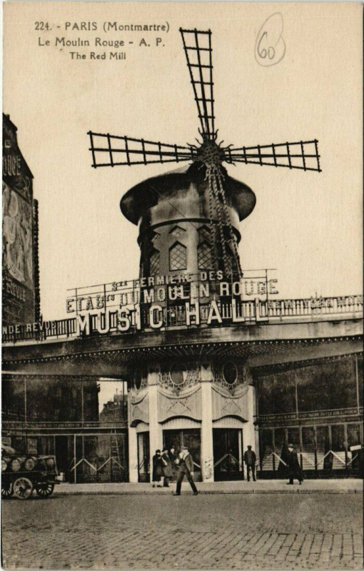 Carte postale ancienne Montmartre - Le Moulin Rouge à Paris 9e