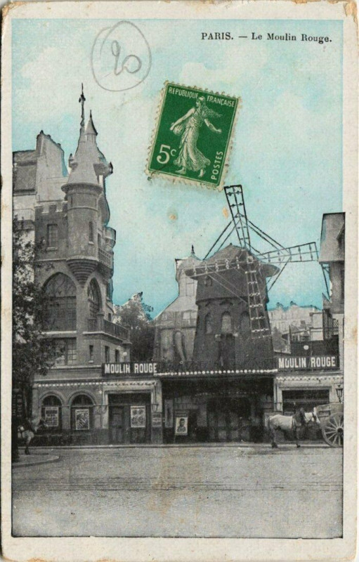 Carte postale ancienne Le Moulin Rouge à Paris 18e