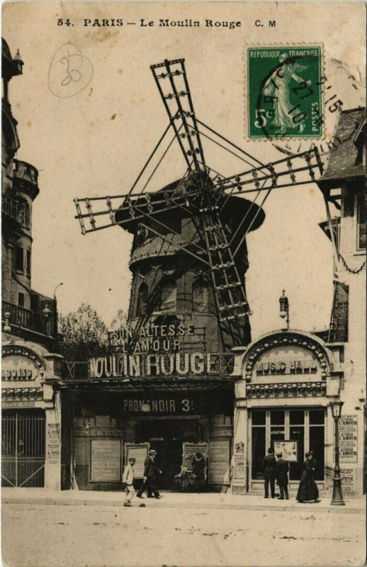 Carte postale ancienne Le Moulin Rouge à Paris 18e