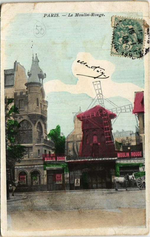 Carte postale ancienne Le Moulin Rouge à Paris 18e