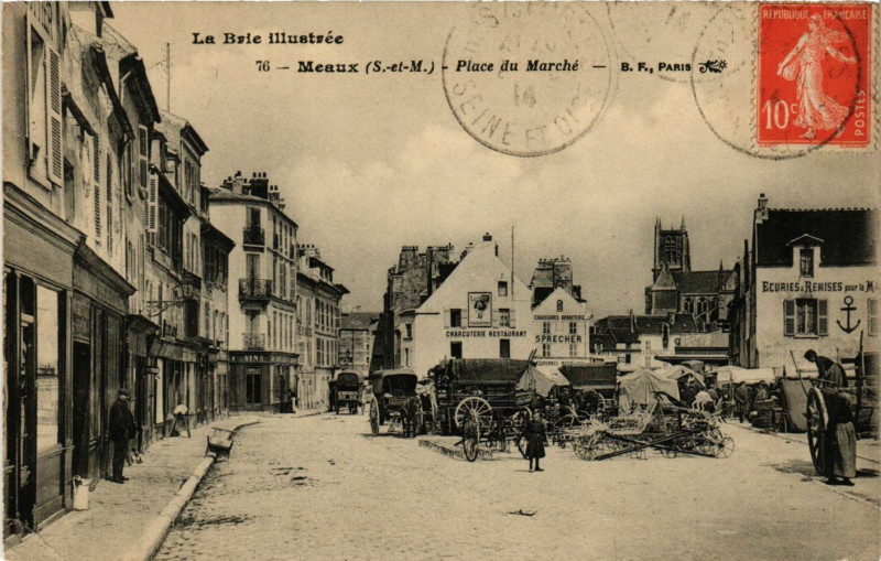 Carte postale ancienne Meaux - Place du Marché à Meaux