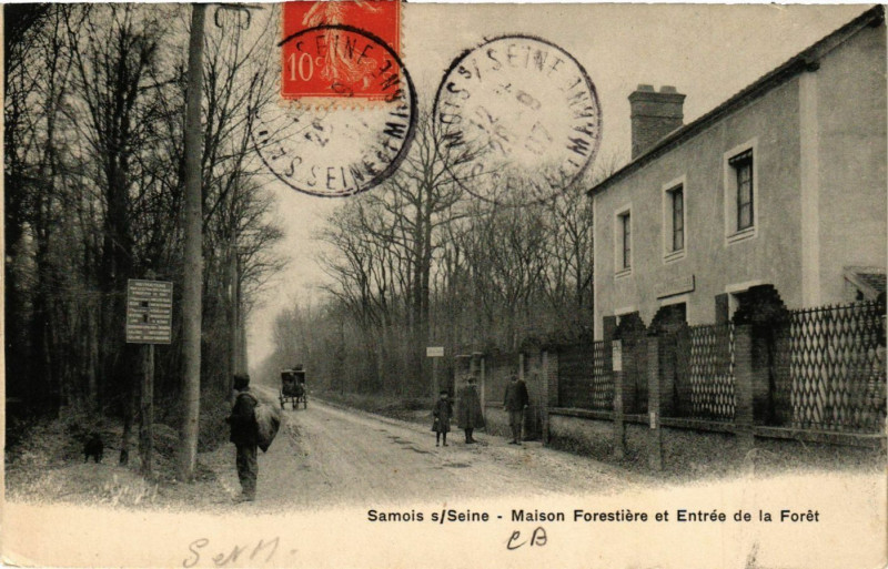 Carte postale ancienne Samois-sur-Seine - Maison Forestiere et Entrée de la Foret à Samois-sur-Seine