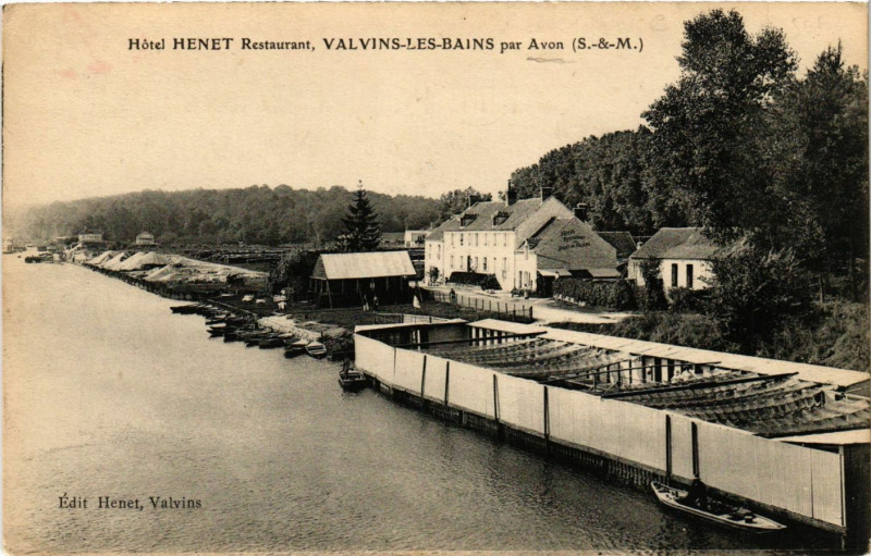 Carte postale ancienne Valvins-les-Bains - par Avon - Hotel Henet Restaurant à Avon
