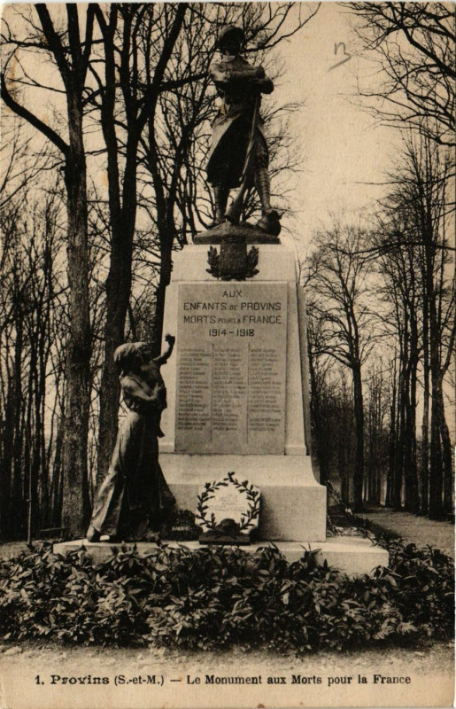 Carte postale ancienne Provins - Le Monument aux Morts pour la France à Provins