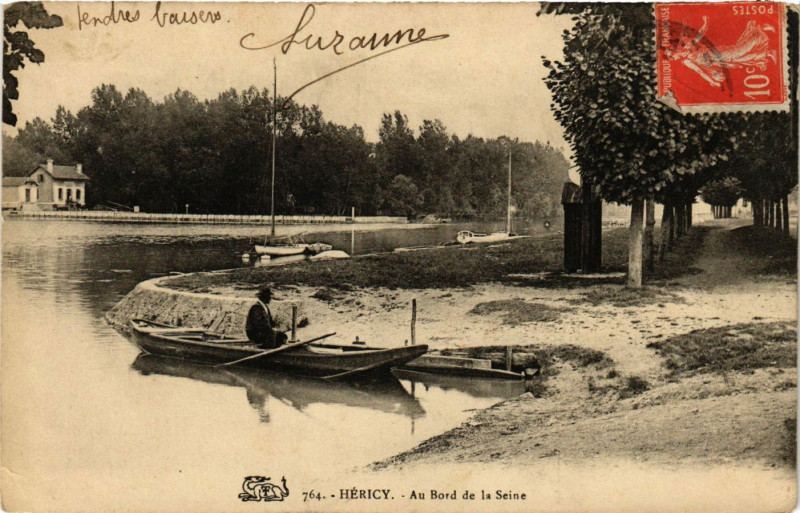 Carte postale ancienne Hericy - Au Bord de la Seine à Héricy