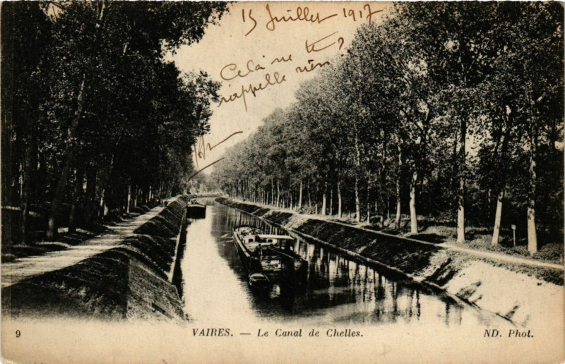 Carte postale ancienne Vaires - Le Canal de Chelles à Chelles