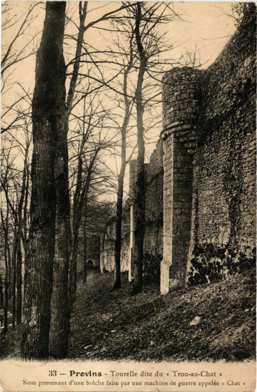 Carte postale ancienne Provins - Tourelle dite du Trou-au-Chat à Provins