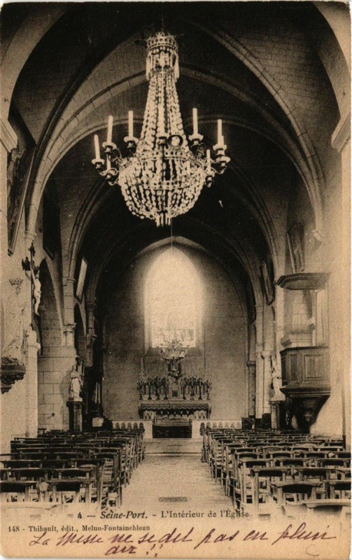 Carte postale ancienne Seine-Port - L'Intérieur de Eglise à Seine-Port