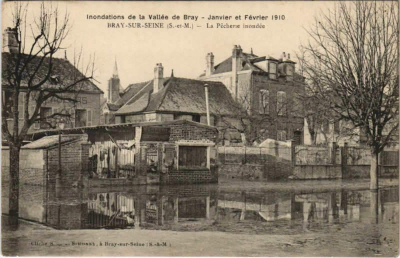 Carte postale ancienne Bray-Sur-Seine Inondations de la Vallee de Bray France à Bray-sur-Seine