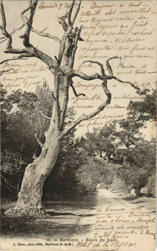 Carte postale ancienne Barbizon Route du Sully France  à Barbizon