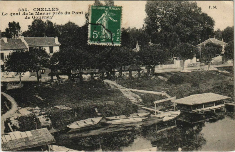 Carte postale ancienne Chelles Le quai de la Marne France à Chelles