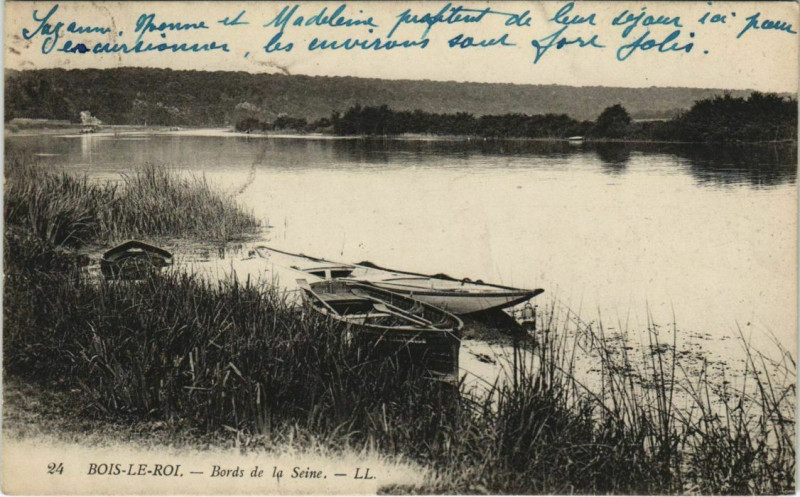 Carte postale ancienne Bois le Roi Bords de la Seine France à Bois-le-Roi
