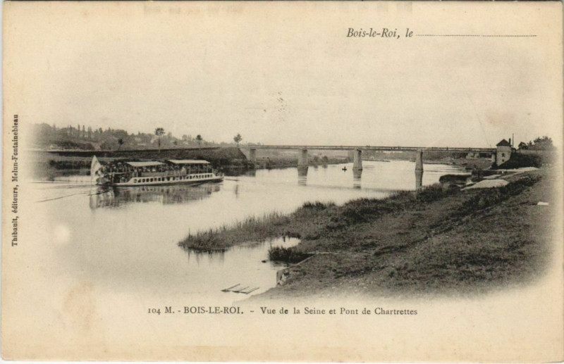 Carte postale ancienne Bois le Roi Vue de la Seine et Pont France  à Bois-le-Roi