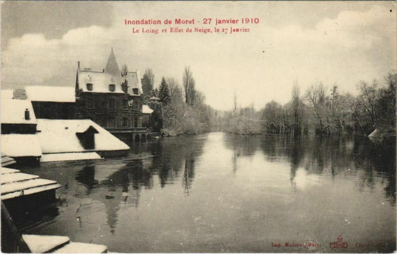 Carte postale ancienne Moret Le Loing et Effet de Neige France