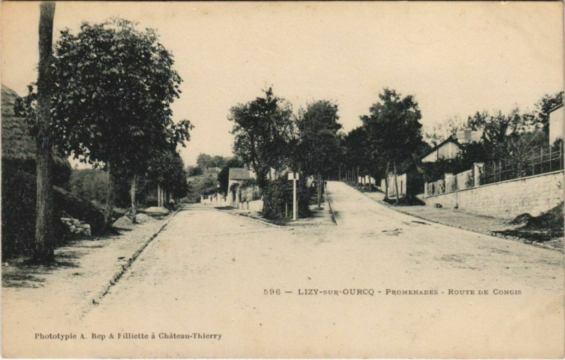 Carte postale ancienne Lizy sur Ourcq Promenades, Route de Congis France à Lizy-sur-Ourcq
