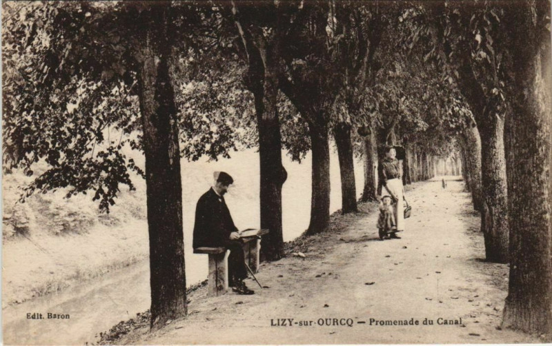 Carte postale ancienne Lizy sur Ourcq Promenade du Canal France à Lizy-sur-Ourcq