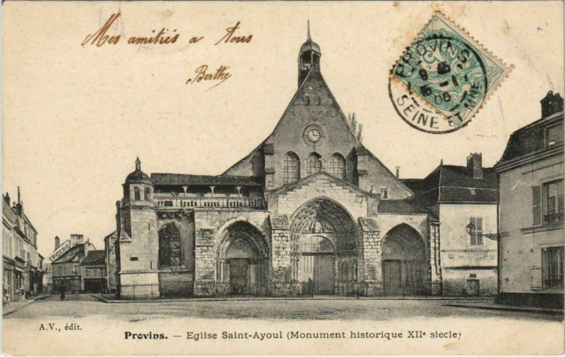 Carte postale ancienne Provins Eglise Saint-Ayoul France à Provins