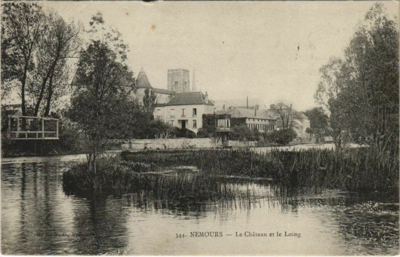 Carte postale ancienne Nemours Le Chateau et le Loing France à Nemours