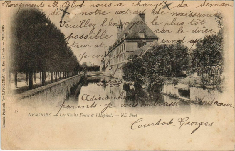 Carte postale ancienne Nemours Les Petits Fosses & l'Hopital France à Nemours