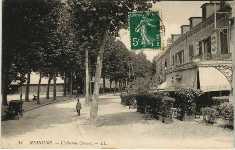 Carte postale ancienne Nemours L'Avenue Carnot France à Nemours