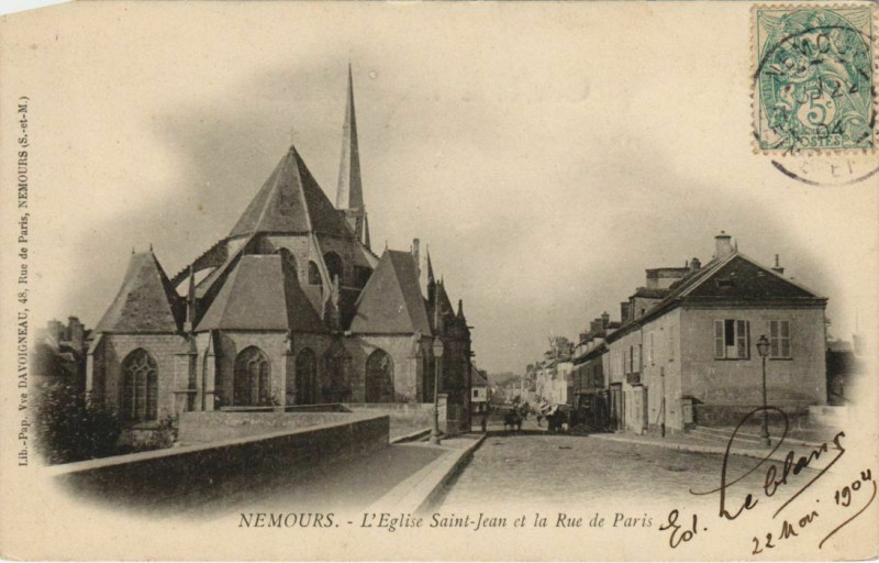 Carte postale ancienne Nemours L'Eglise Saint-Jean France à Nemours