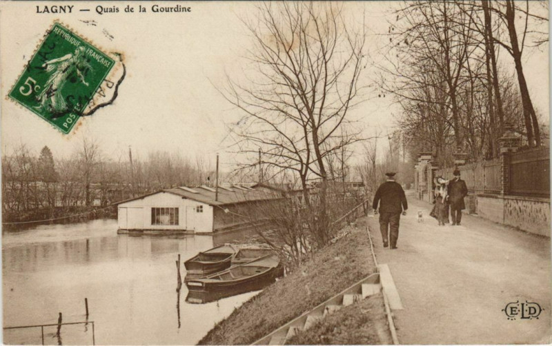 Carte postale ancienne Lagny Quais de la Gourdine France
