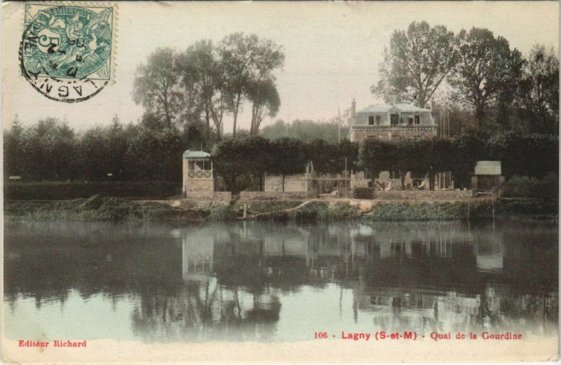 Carte postale ancienne Lagny Quai de la Gourdine France