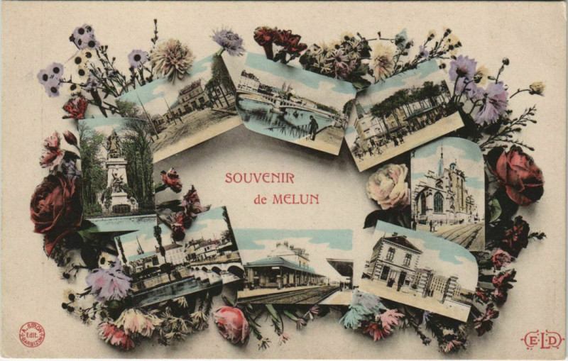 Carte postale ancienne Souvenir de Melun France à Melun