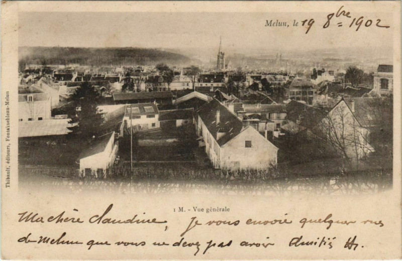 Carte postale ancienne Melun Vue Generale France à Melun