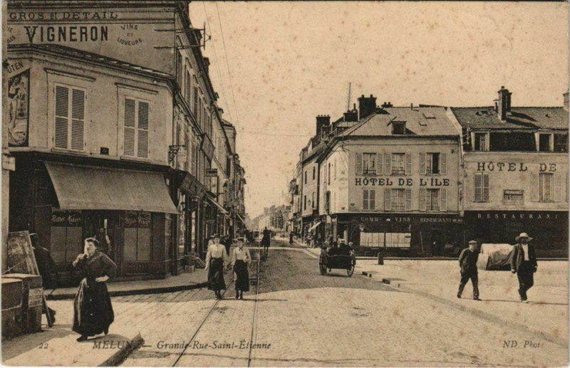 Carte postale ancienne Melun Grande Rue Saint-Etienne France à Melun
