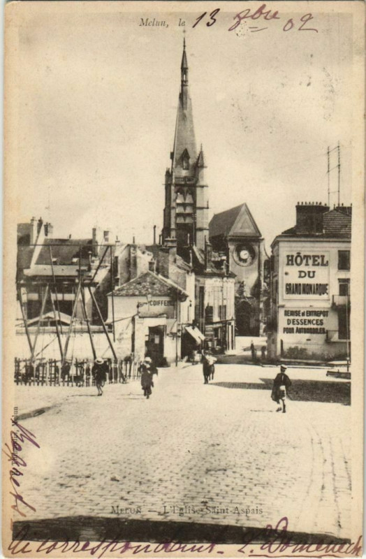 Carte postale ancienne Melun L'Eglise St.Aspais France à Melun