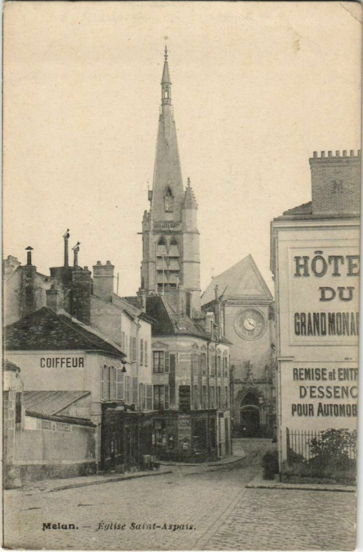 Carte postale ancienne Melun Eglise St.Aspais France à Melun