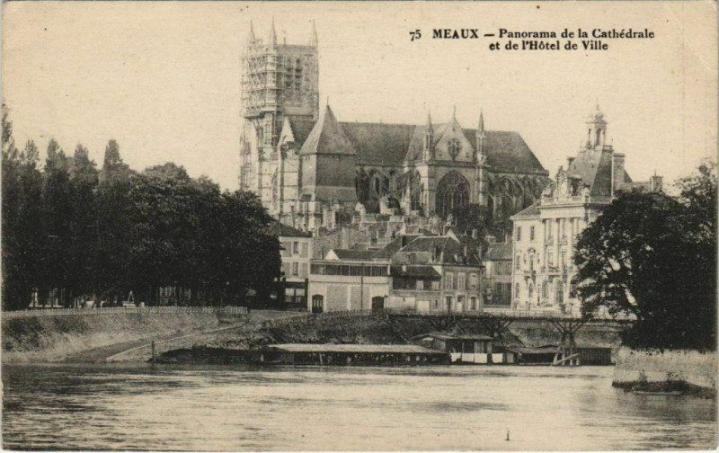 Carte postale ancienne Meaux Panorama de la Cathedrale France à Meaux