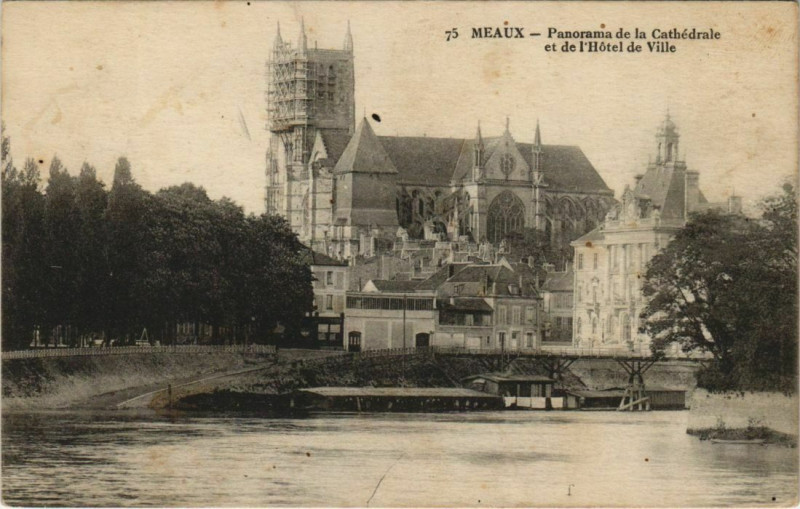 Carte postale ancienne Meaux Panorama de la Cathedrale France à Meaux