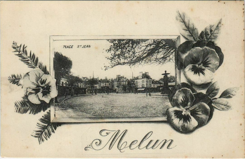 Carte postale ancienne Melun Place Saint-Jean à Melun