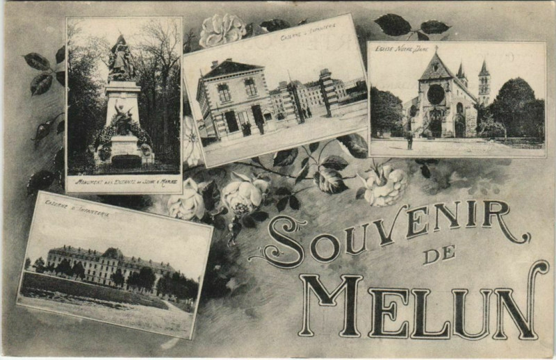 Carte postale ancienne Souvenir de Melun à Melun