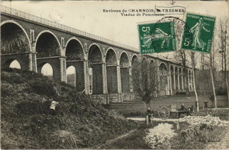 Carte postale ancienne Environs du Tresmes Viaduc de Pommeuse à Pommeuse