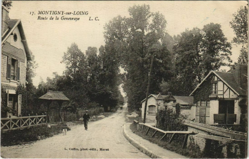 Carte postale ancienne Montigny-sur-Loing Route de la Genevraye à Montigny-sur-Loing