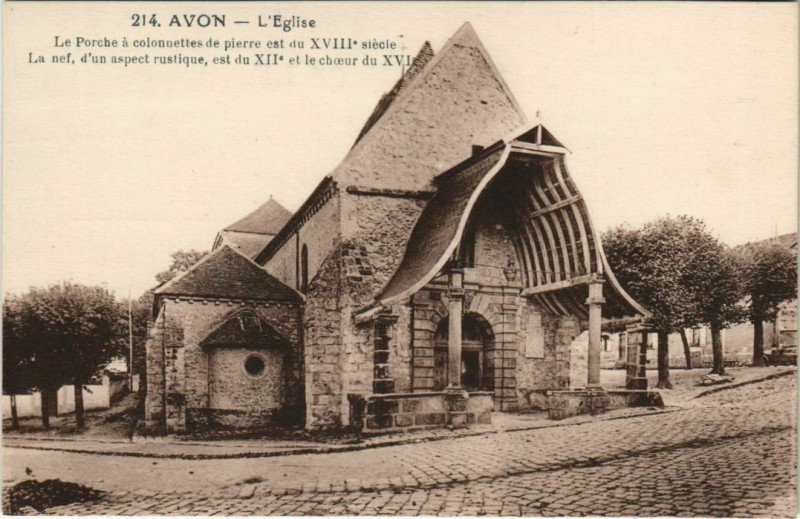 Carte postale ancienne Avon - L'Eglise à Avon