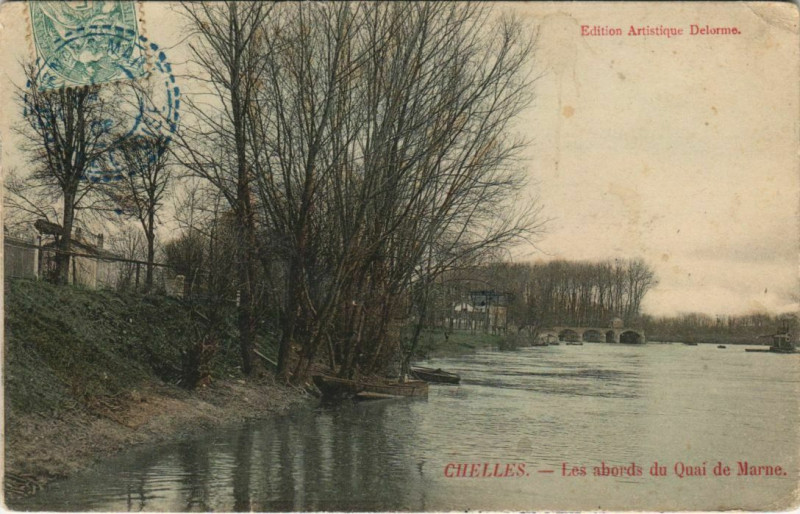 Carte postale ancienne Chelles - Les abords du Quai de Marne à Chelles