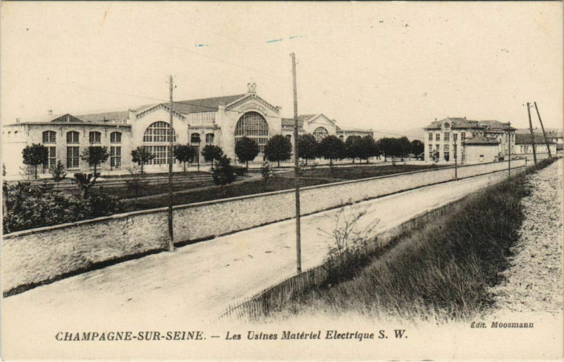 Carte postale ancienne Champagne-sur-Seine - Les Usines Materiel Electrique S. W. à Champagne-sur-Seine